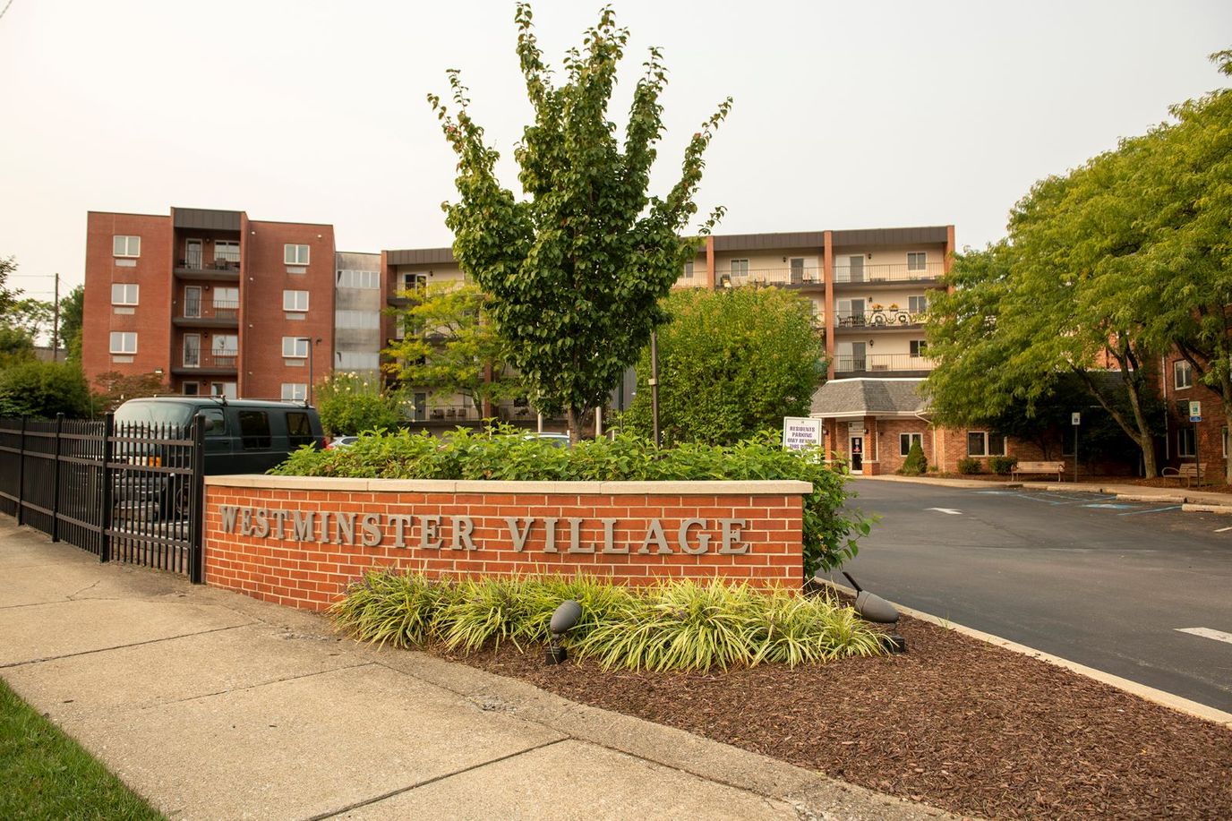 Exterior view of Westminster Village building entrance