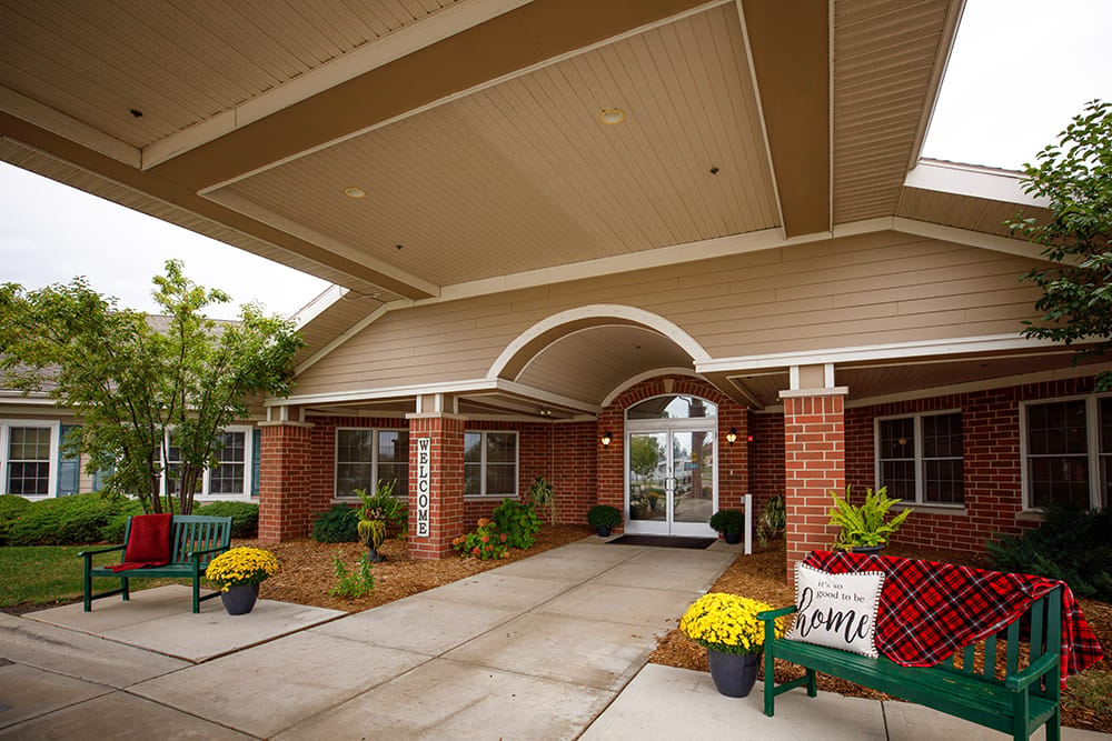 Entrance view of Parkside Manor with welcoming decor