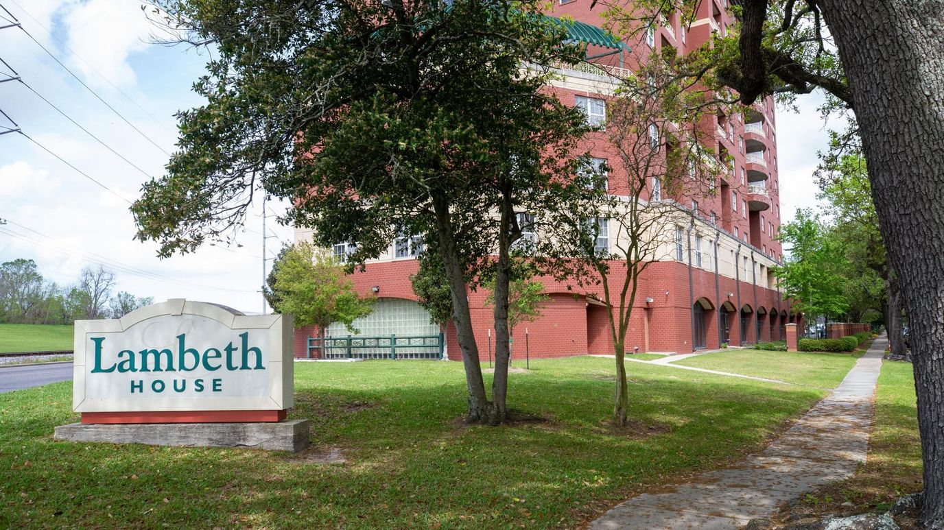 Exterior view of Lambeth House Retirement Community sign and building