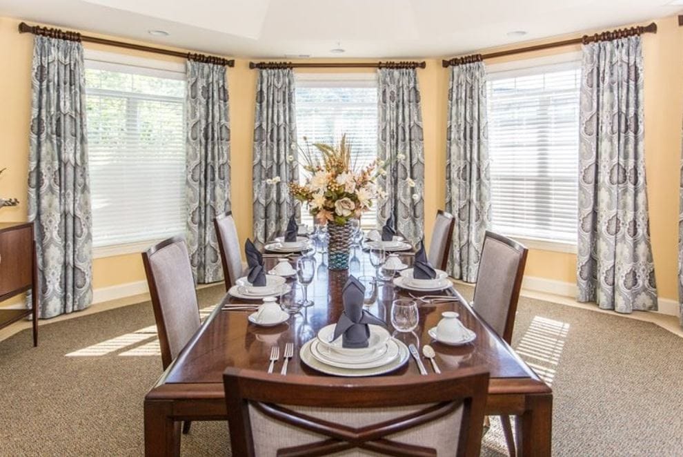 Elegant dining room set for a meal