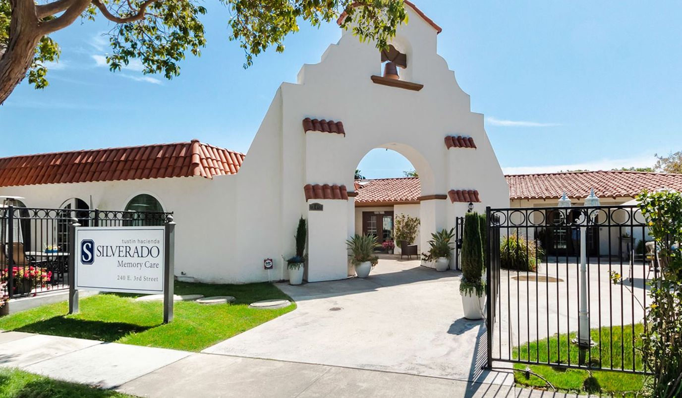 Exterior view of Silverado Tustin Hacienda Memory Care Community