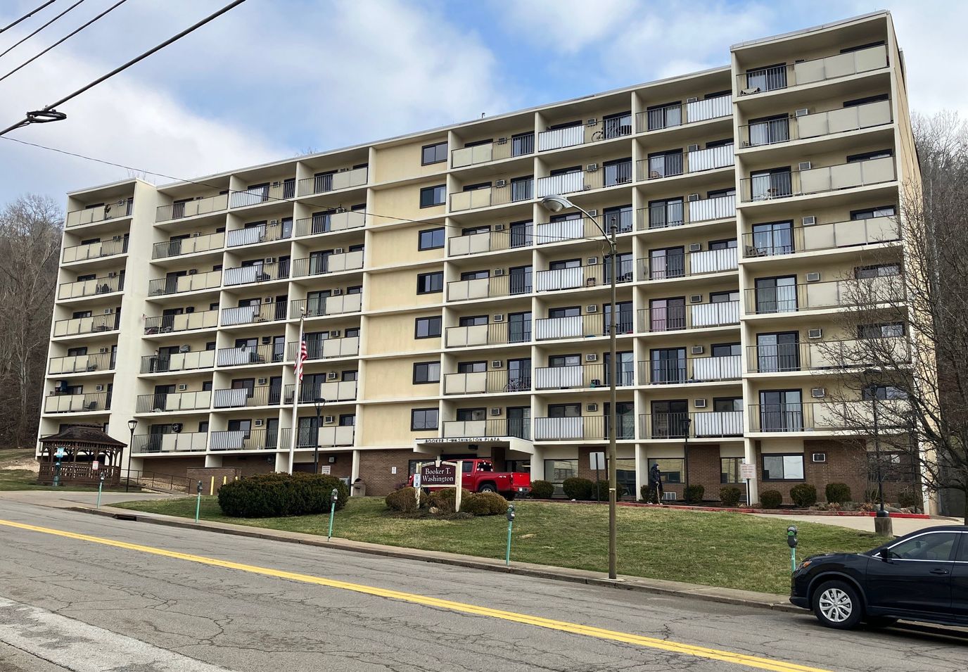 Exterior view of Booker T. Washington Plaza Apartments
