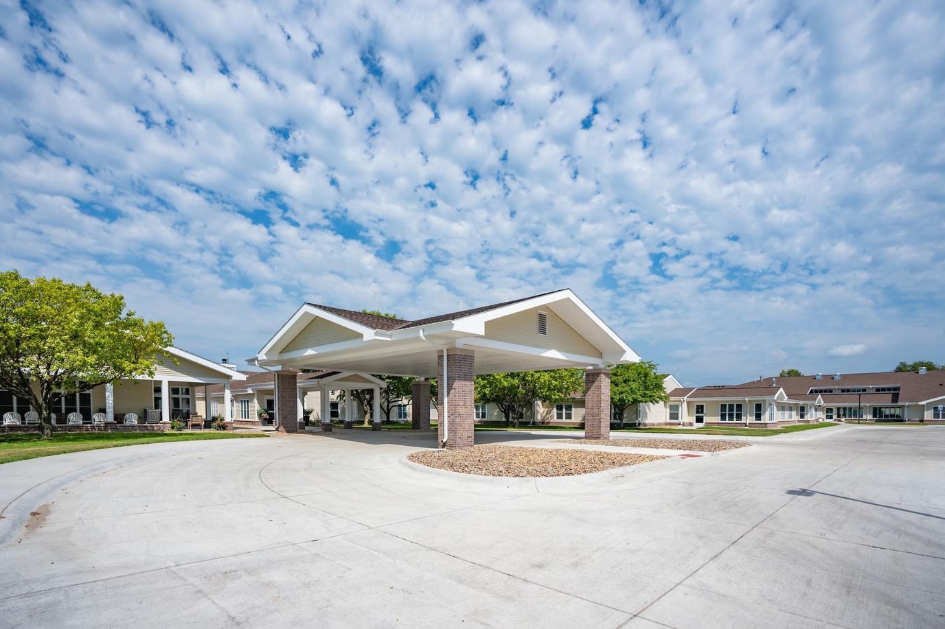 Exterior view of the Prairie Village Retirement Center entrance