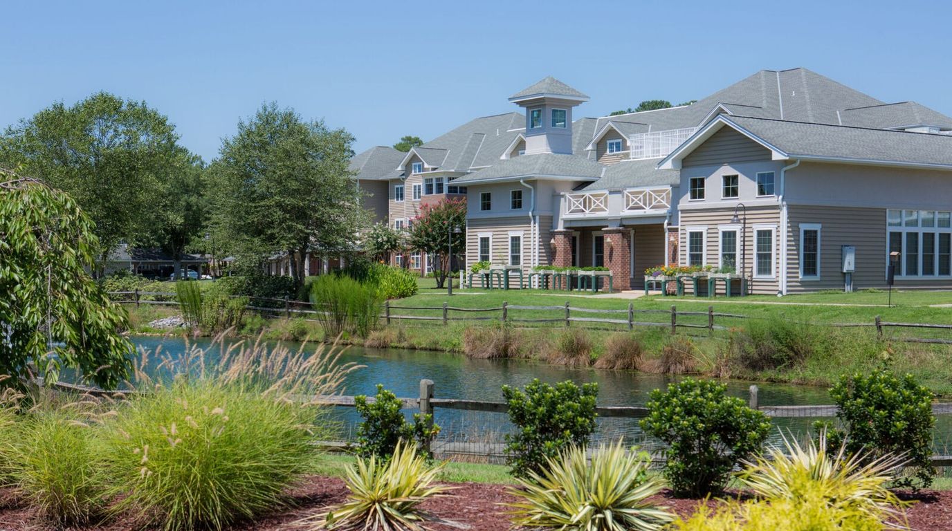 Beautiful view of the facility by the water