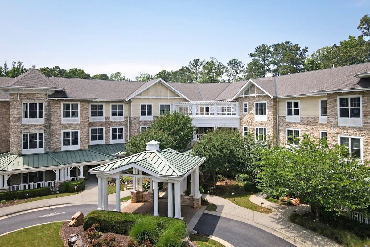 Exterior view of the Sunrise of Cary facility entrance