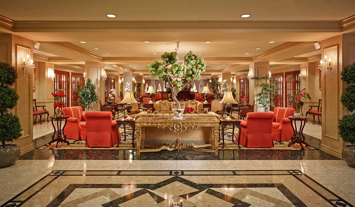Elegant lobby area with seating and decor