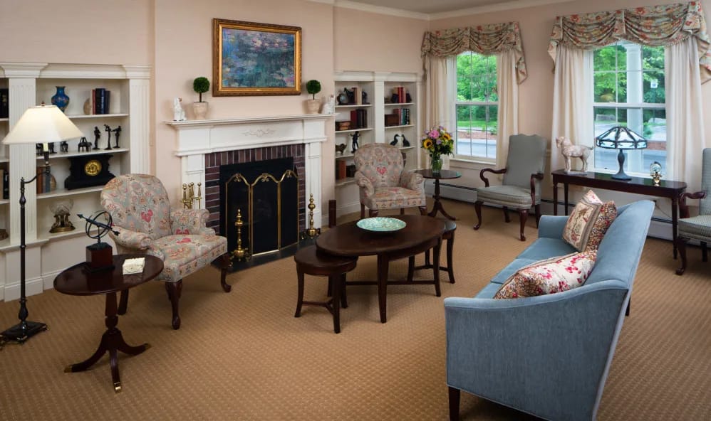 Charming common area with comfortable seating in a warm setting
