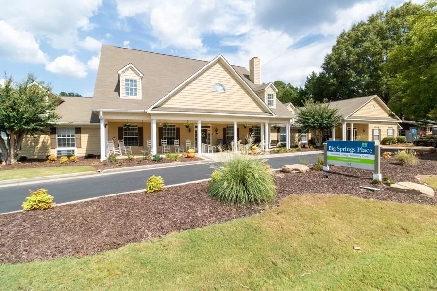 Exterior view of a senior living facility entrance