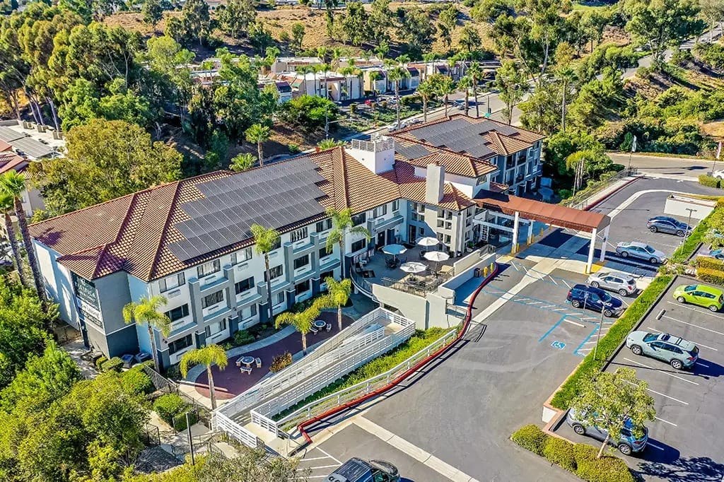 Aerial view of Rancho Penasquitos Senior Living facility