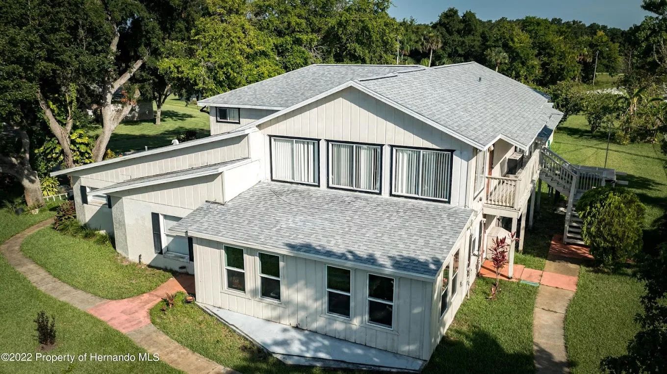 Aerial view of a large assisted living facility.