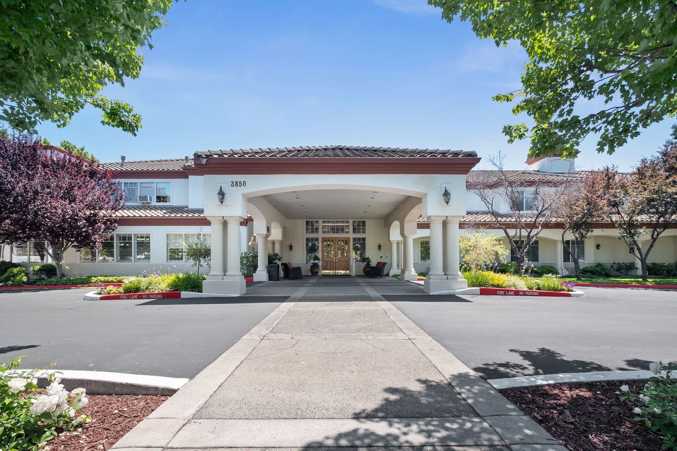 Entrance view of Aegis Living Fremont facility