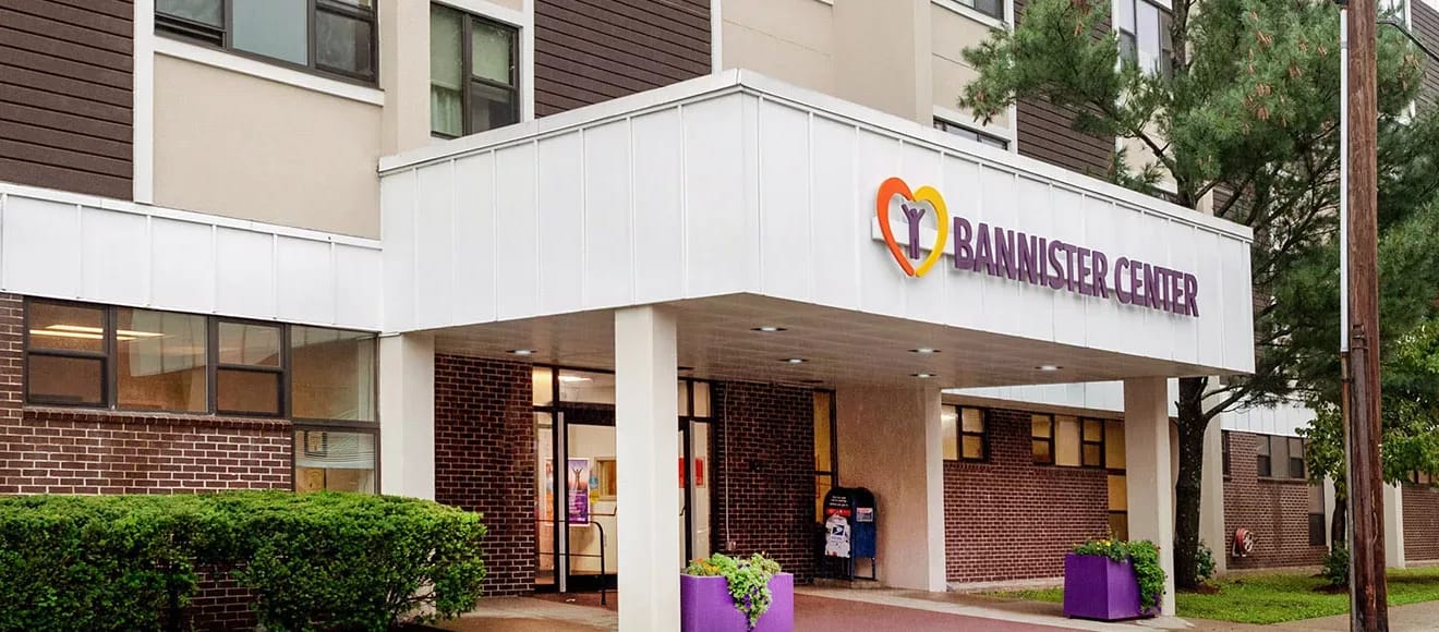 Building exterior of Bannister Center with logo