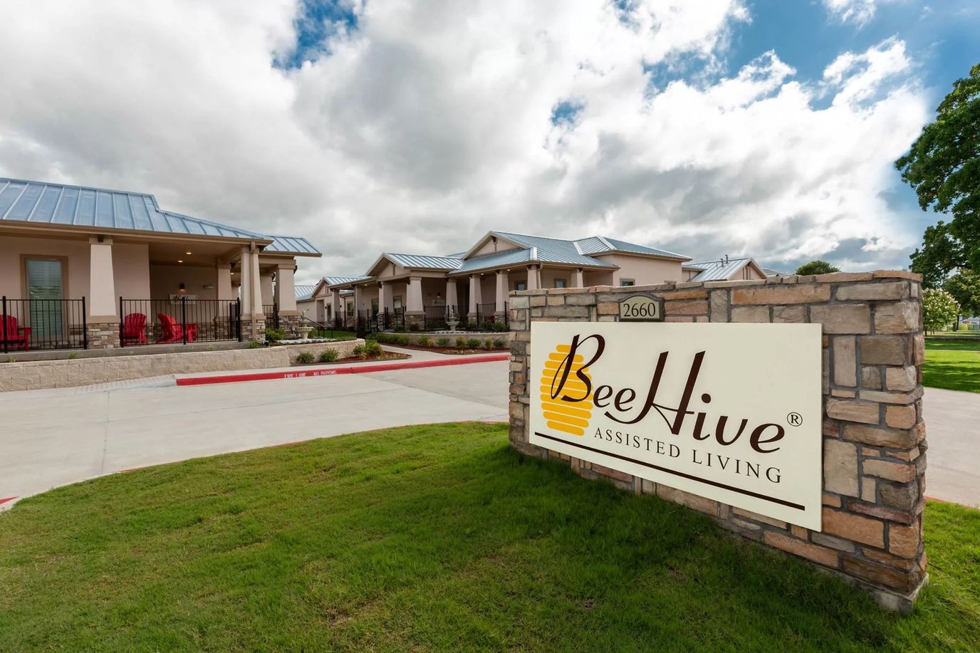 Facility entrance sign for BeeHive Assisted Living