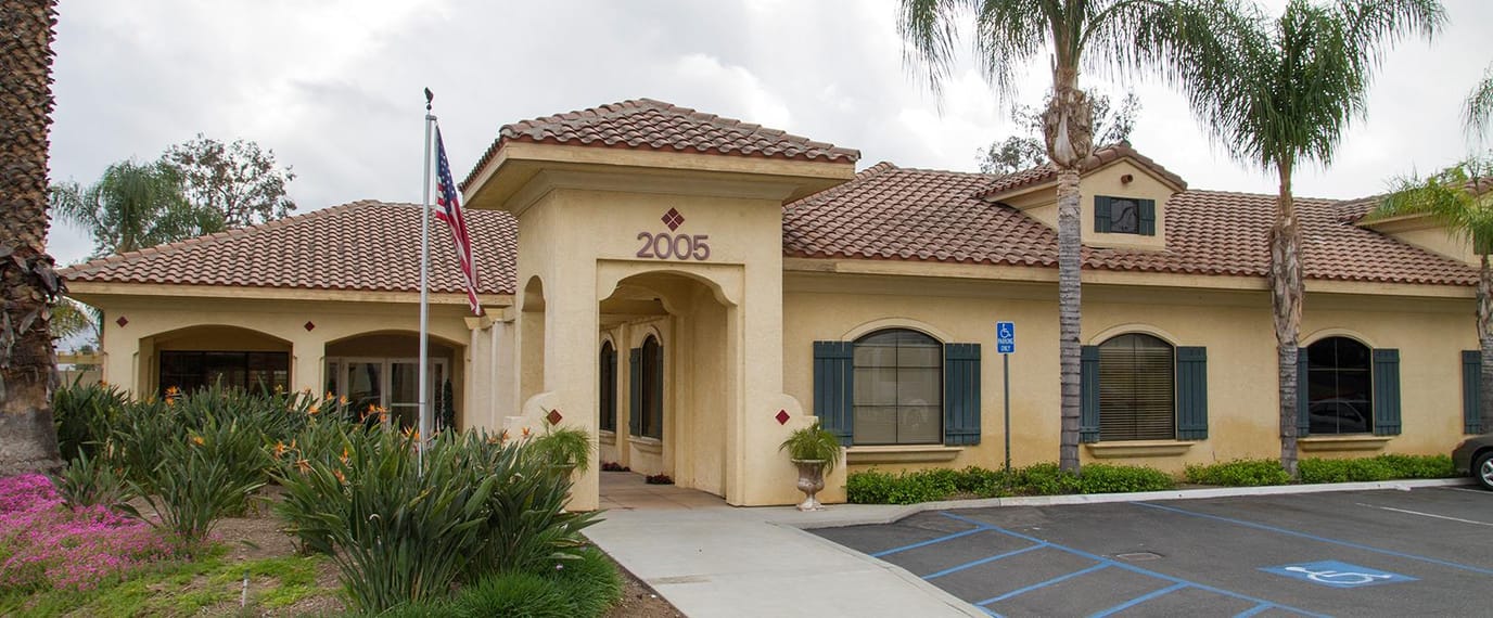 Exterior view of Brookdale Corona facility entrance