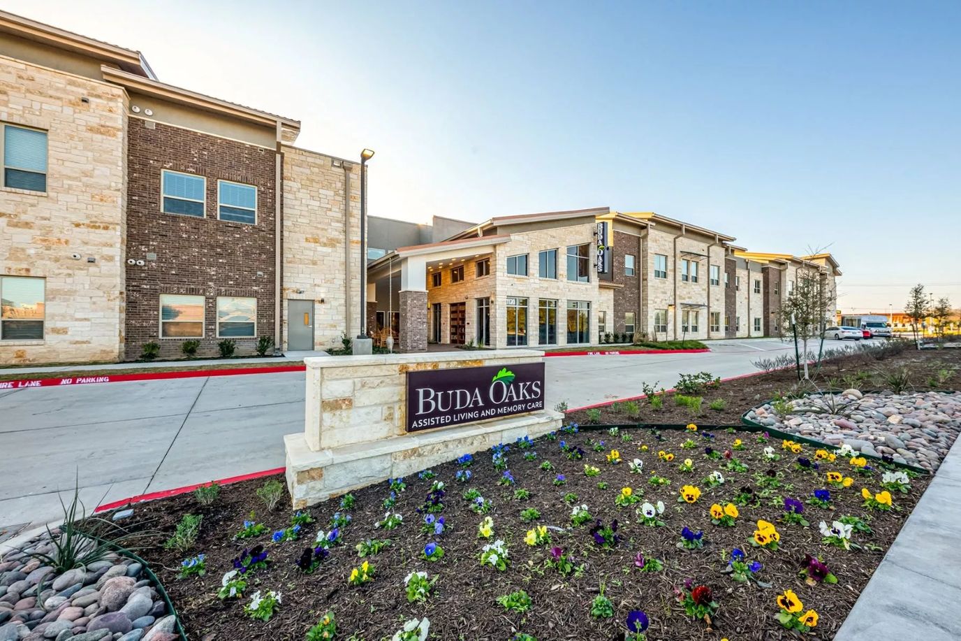 Exterior view of Buda Oaks Assisted Living facility