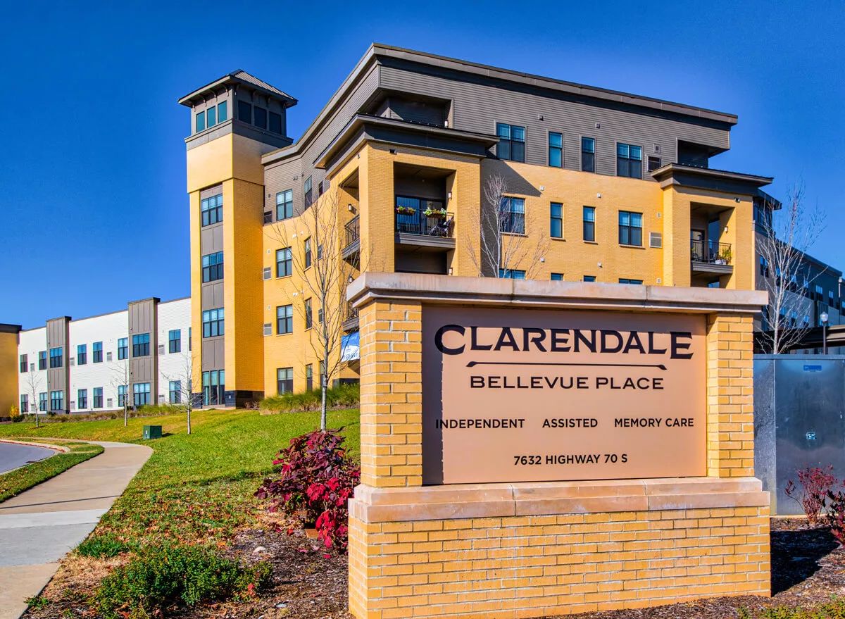 Exterior view of Clarendale at Bellevue Place building