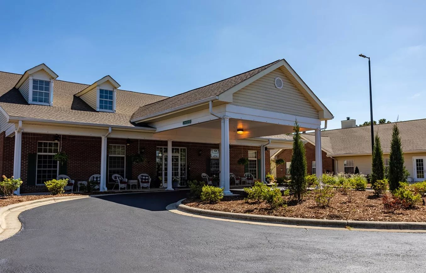 Front entrance of Concord Place with well-kept landscaping