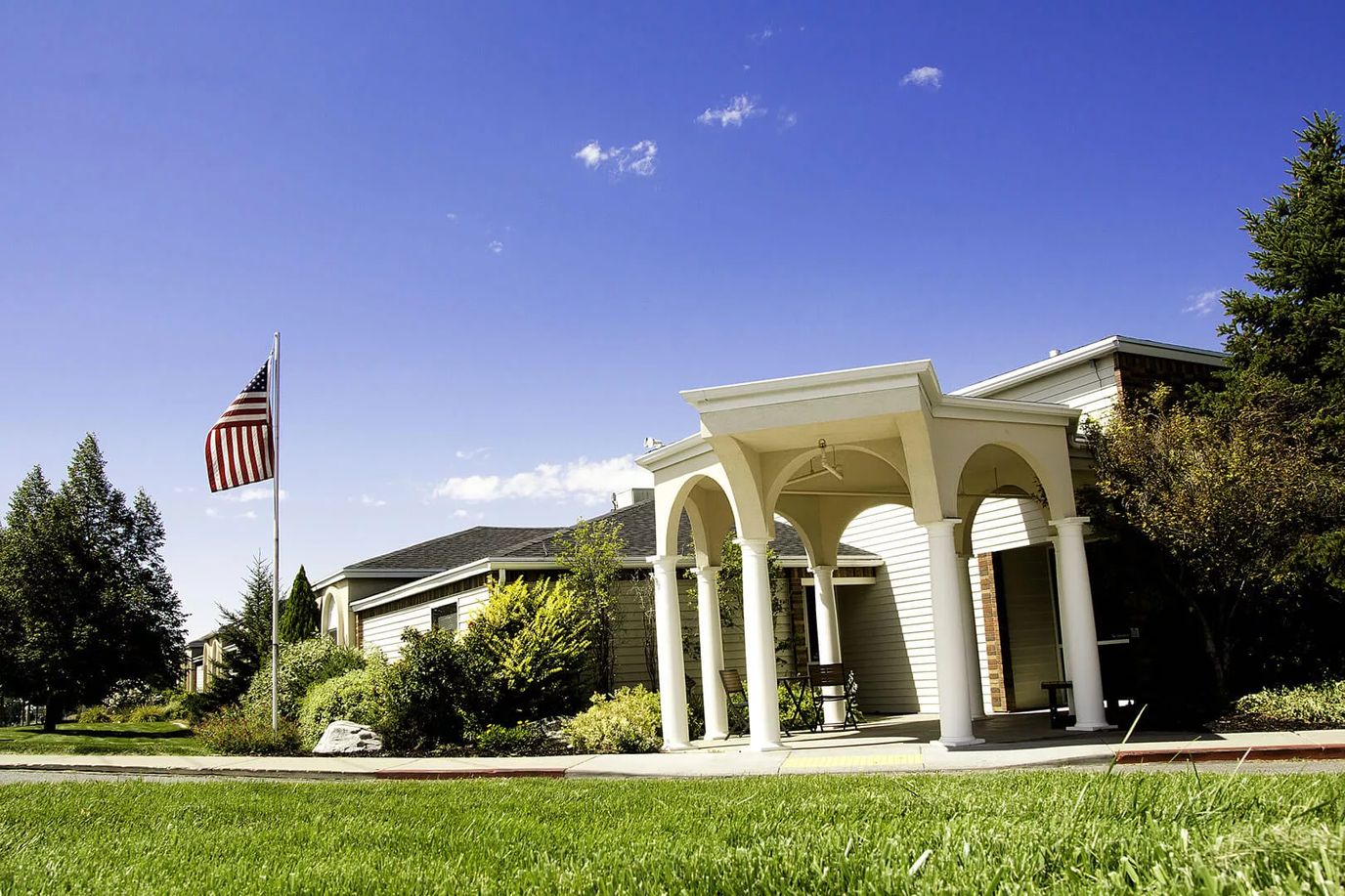 Exterior view of Country Pines Retirement Community entrance