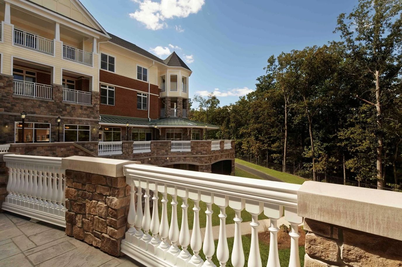 Facade of Covenant Woods with outdoor space