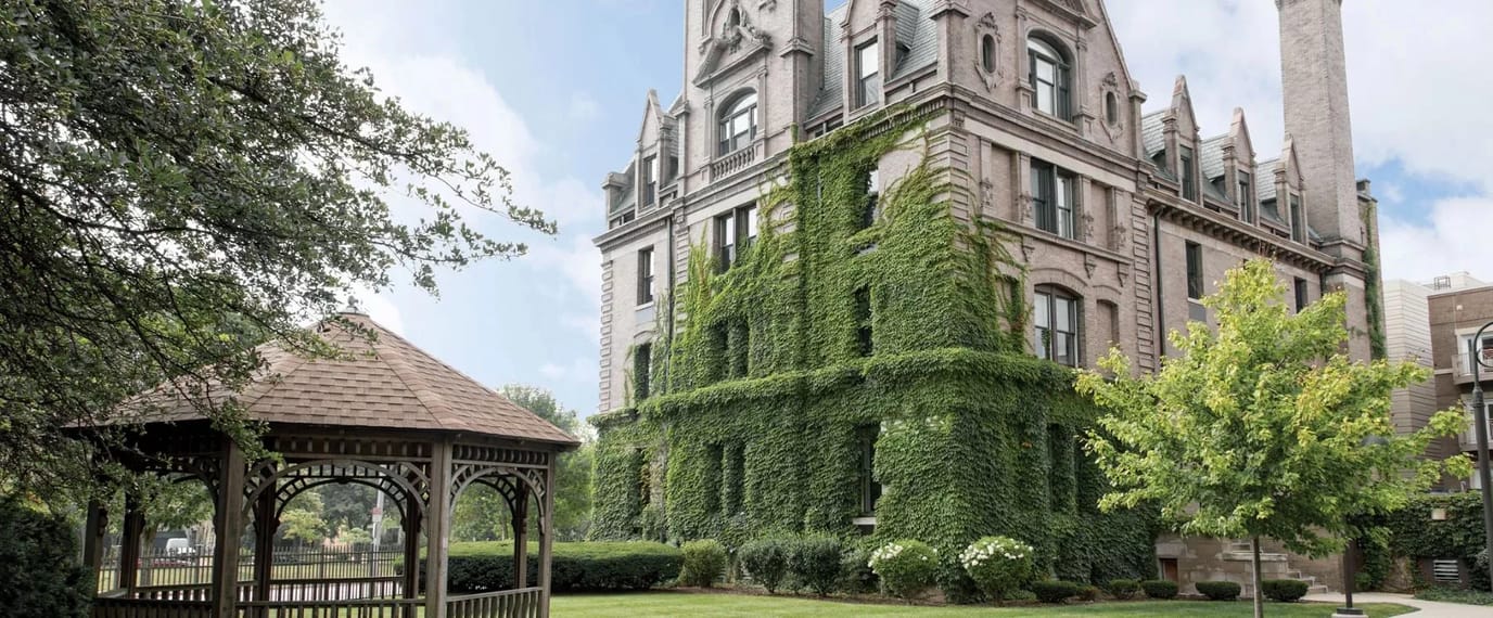 Exterior view of Eastcastle Place with gazebo and greenery