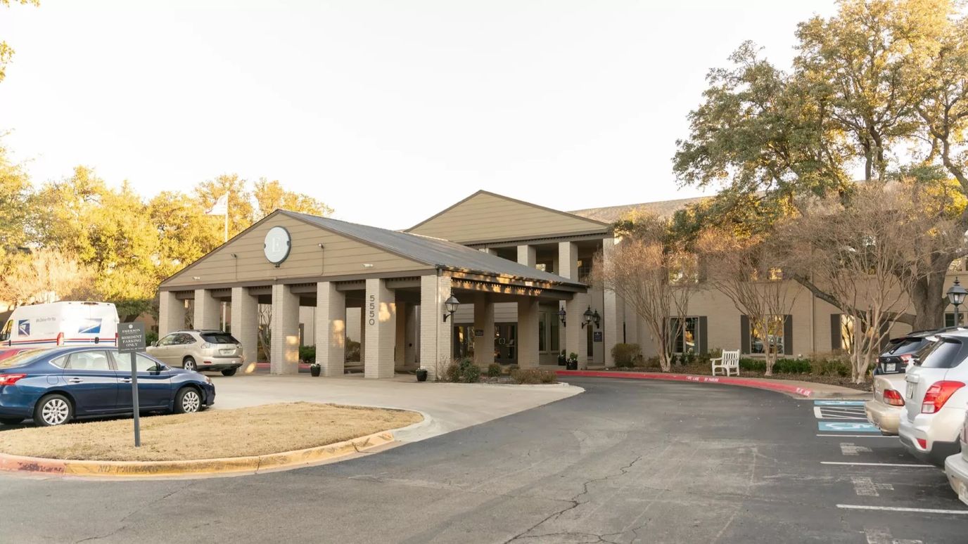 Exterior view of Emerson on Harvest Hill entrance