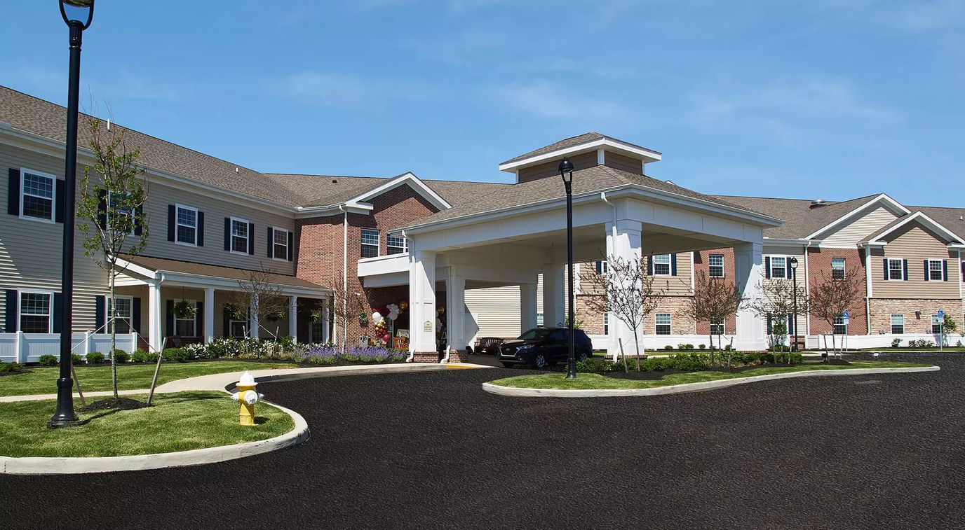 Exterior view of Grove City Senior Living facility entrance