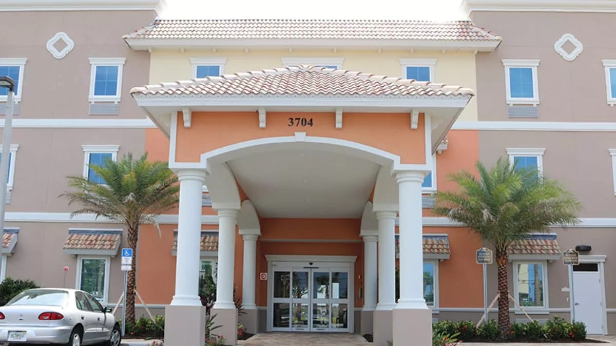 Exterior view of the Heritage Waterside facility entrance