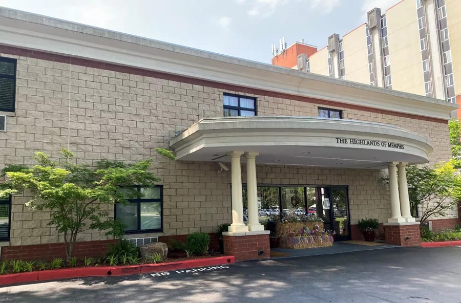 Front entrance of Highlands Health and Rehabilitation Center