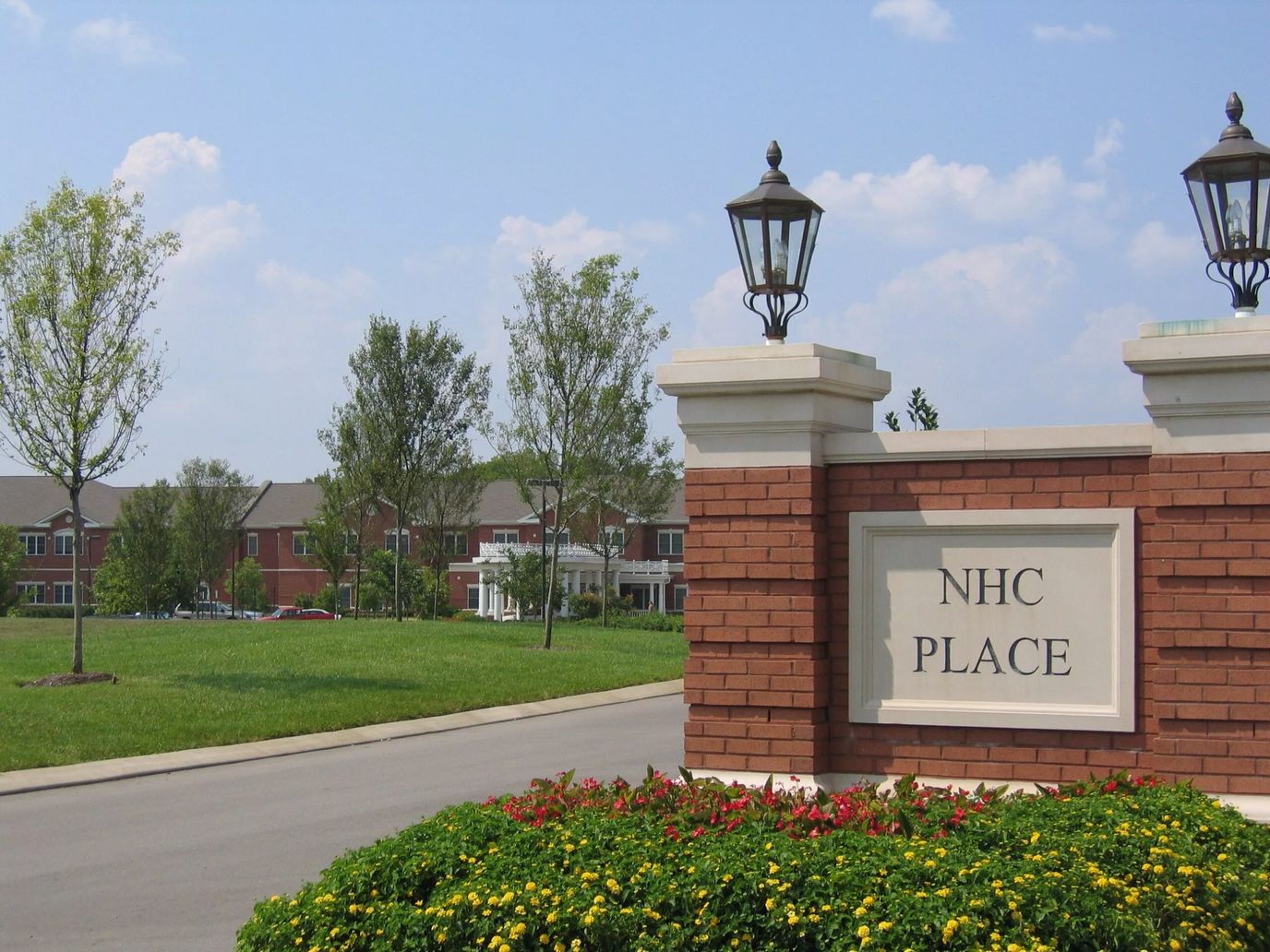 Exterior view of NHC Place sign and building area