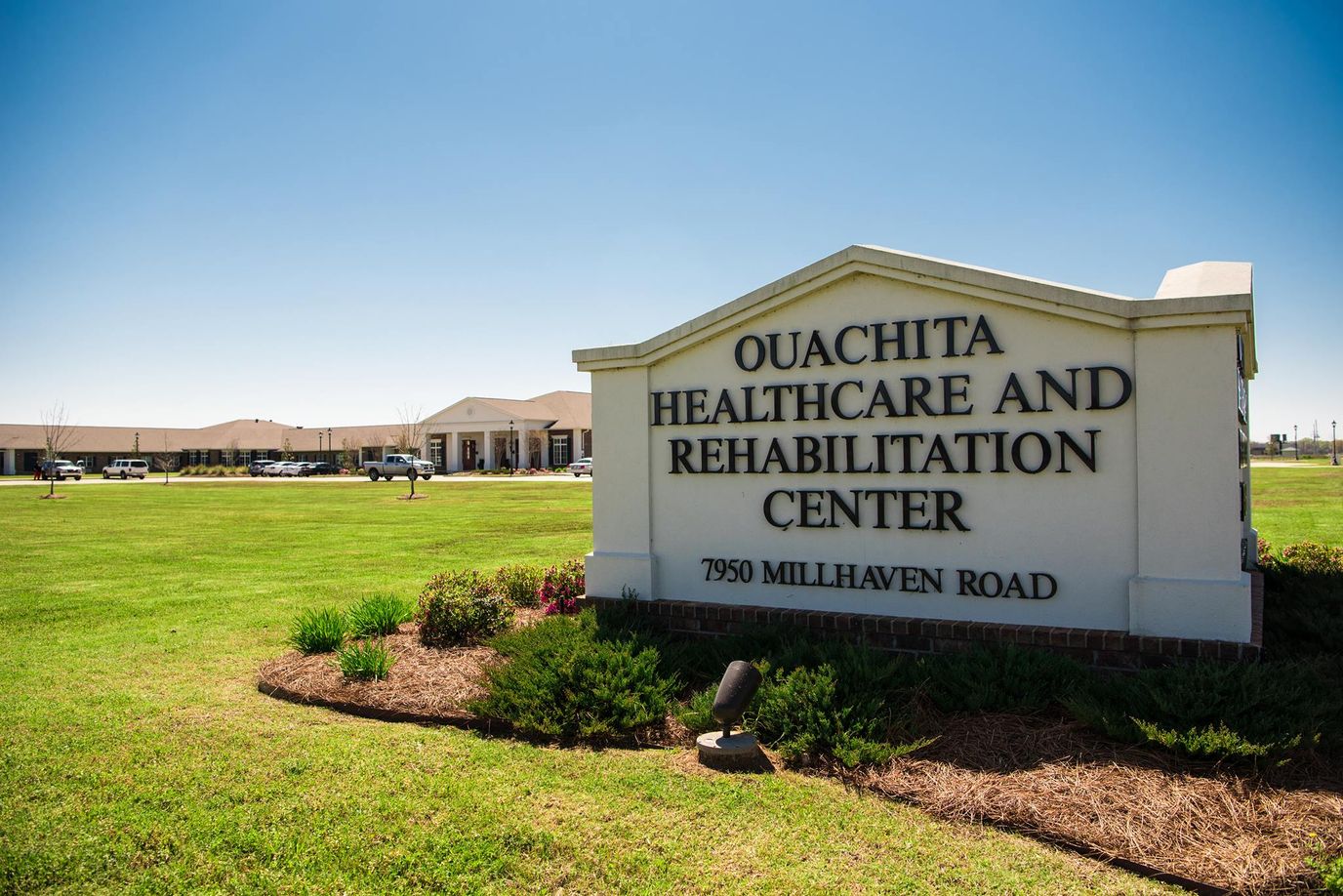 Exterior view of Ouachita Healthcare Rehabilitation Center sign