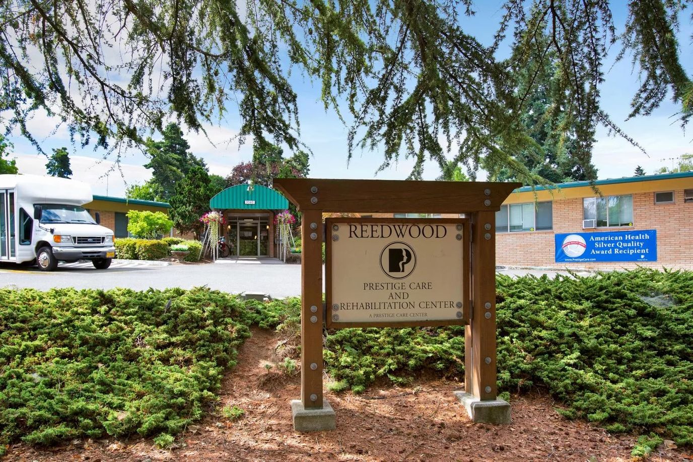 Signage in front of Prestige Care and Rehabilitation Center