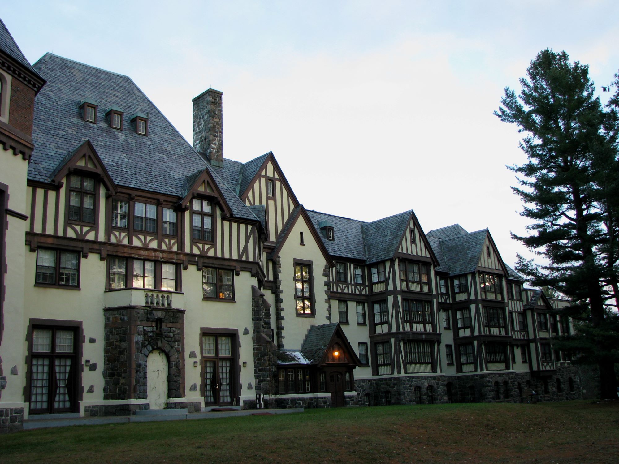 Exterior view of a large senior living facility