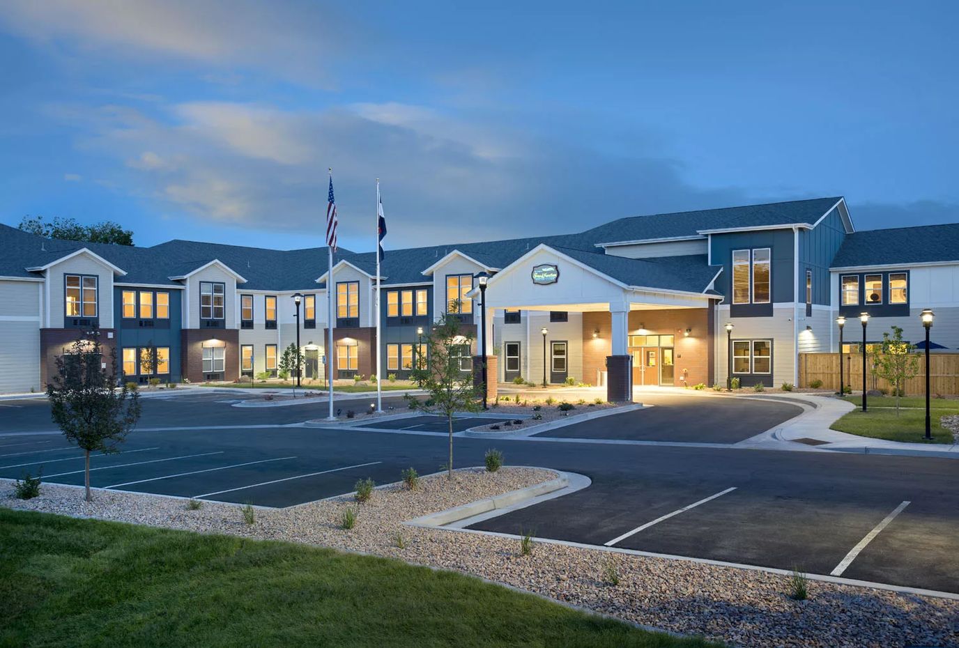 Exterior view of The Lodge at Grand Junction at dusk