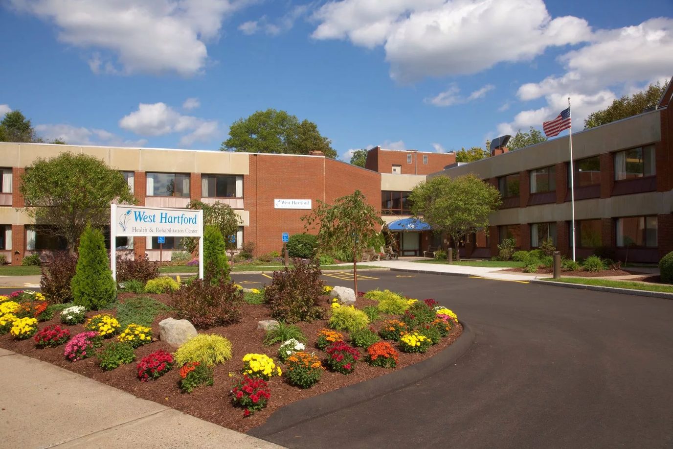 Front entrance of West Hartford Health and Rehabilitation