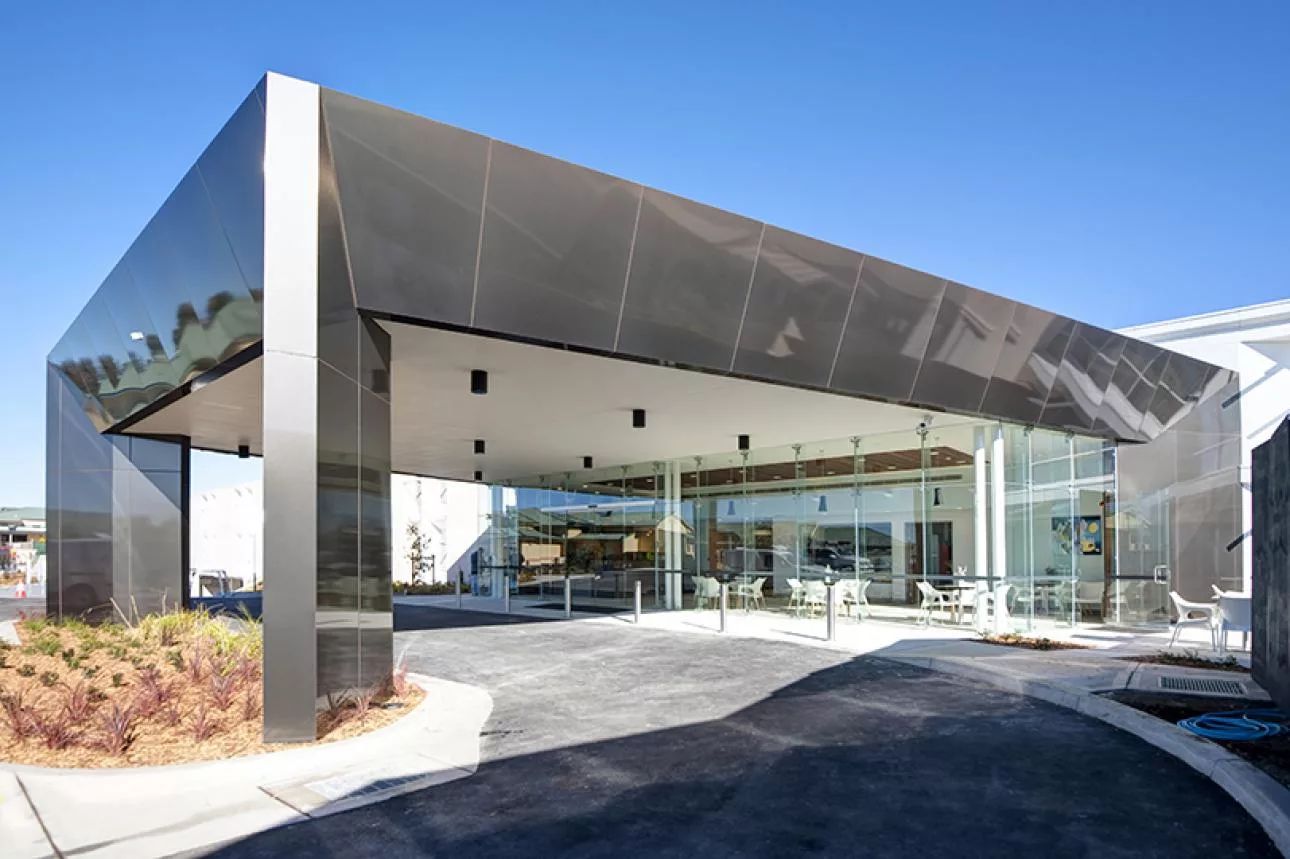 Exterior view of a modern assisted living facility