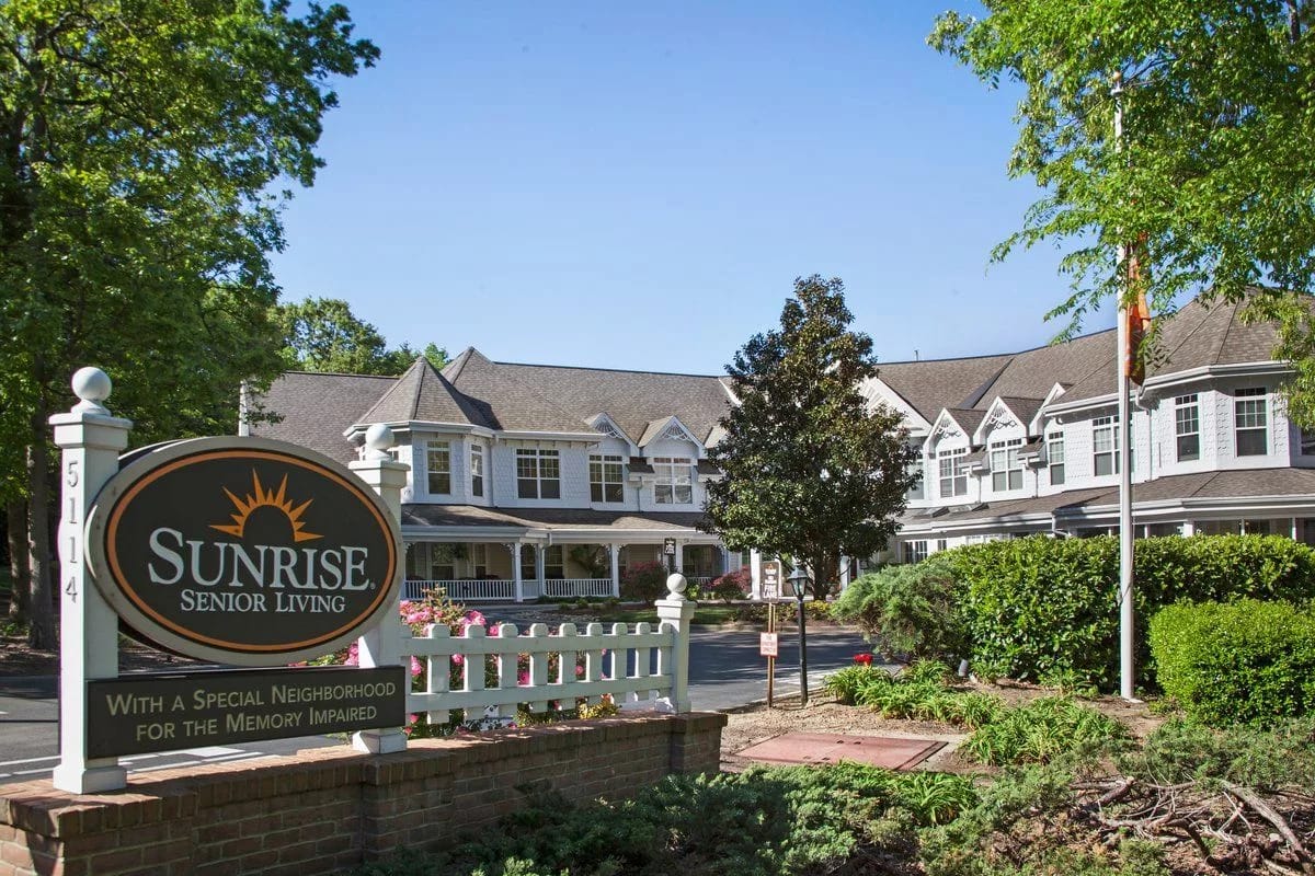 Exterior view of Sunrise Senior Living building