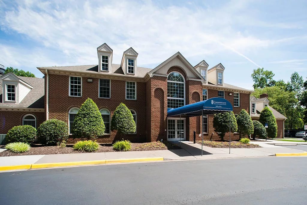 Exterior view of the senior living facility's entrance