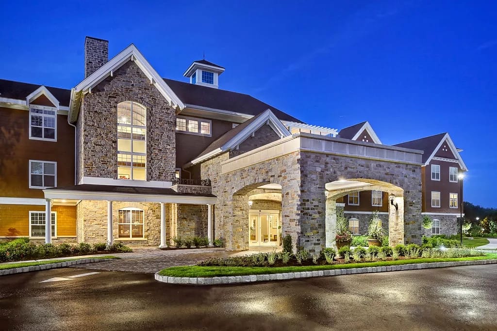 Exterior view of Maplewood at Stony Hill during twilight