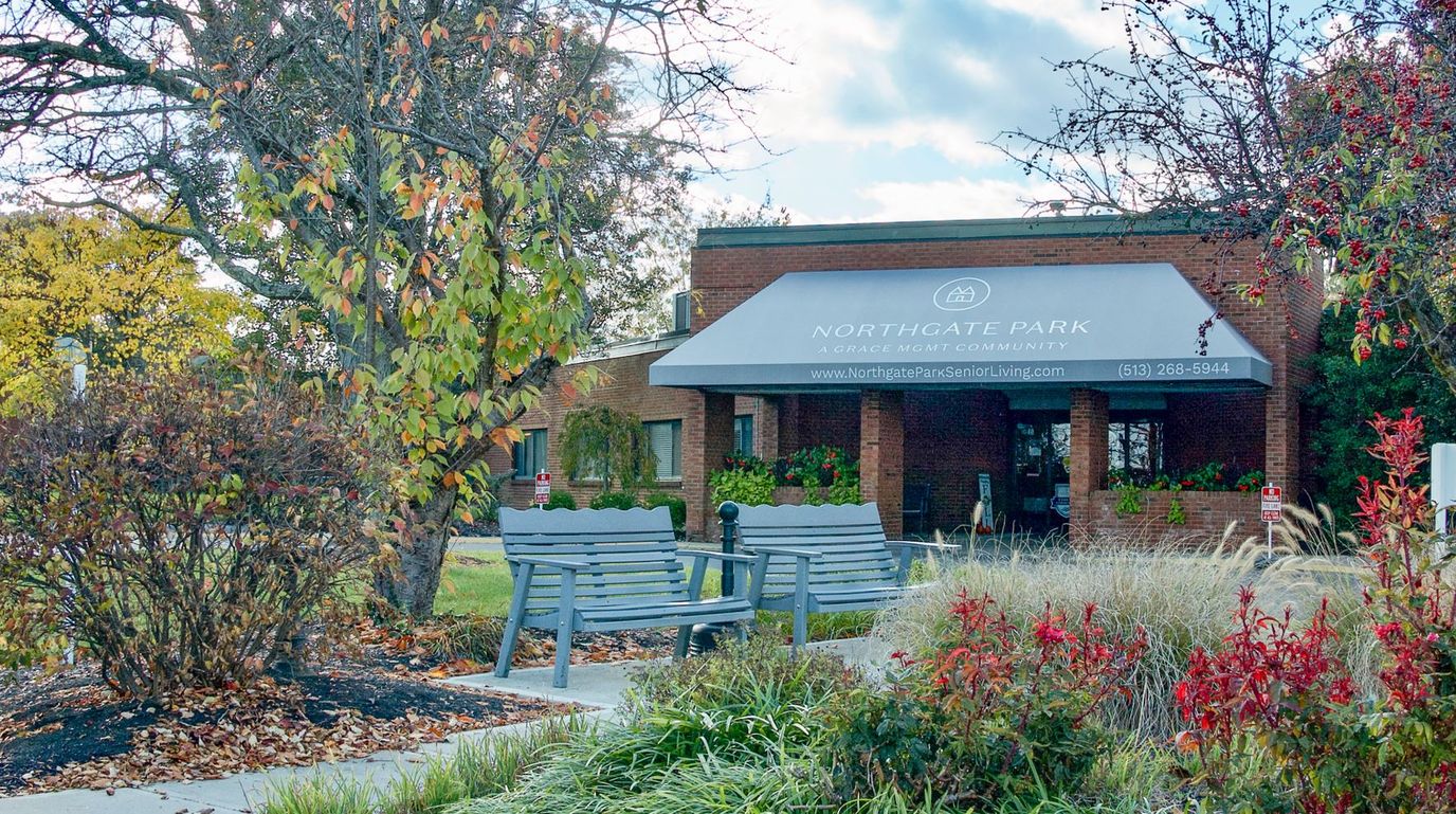 Exterior view of Northgate Park facility with seating area