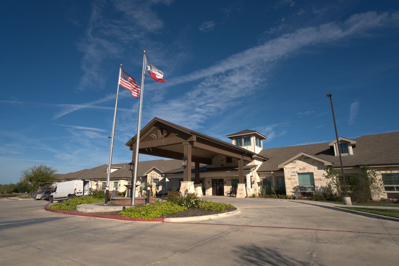 Front entrance of Hawthorn Court assisted living facility.