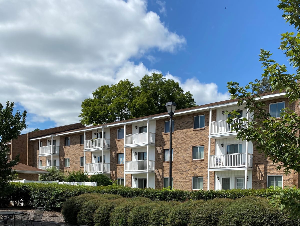 Exterior view of a senior living facility building