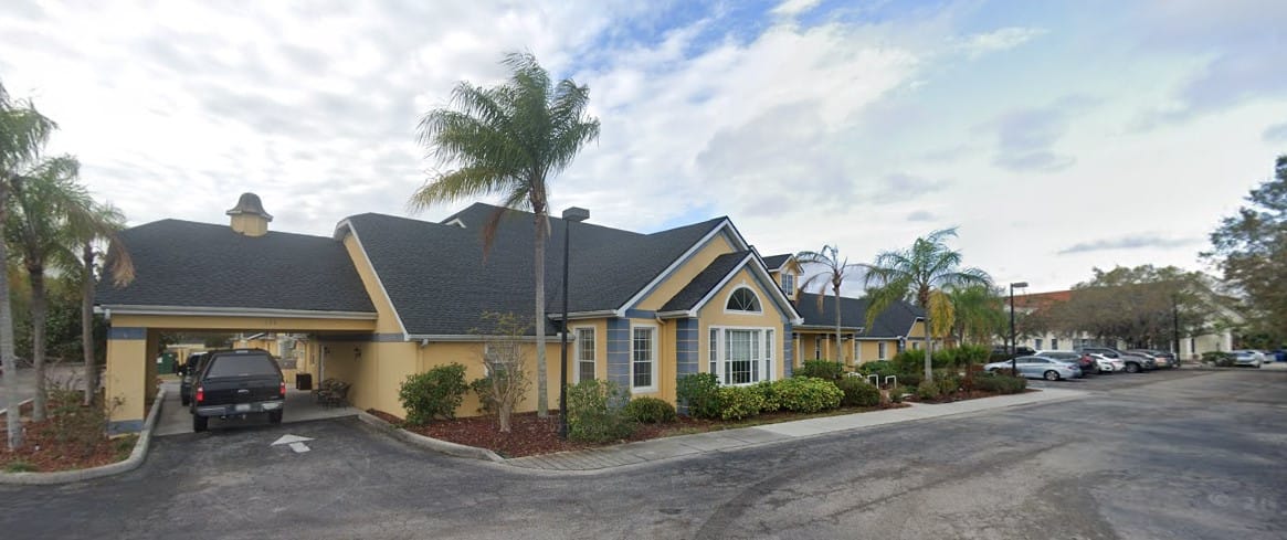 Exterior view of Belvedere Commons with landscaped surroundings