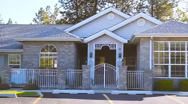 Exterior view of a senior living facility entrance