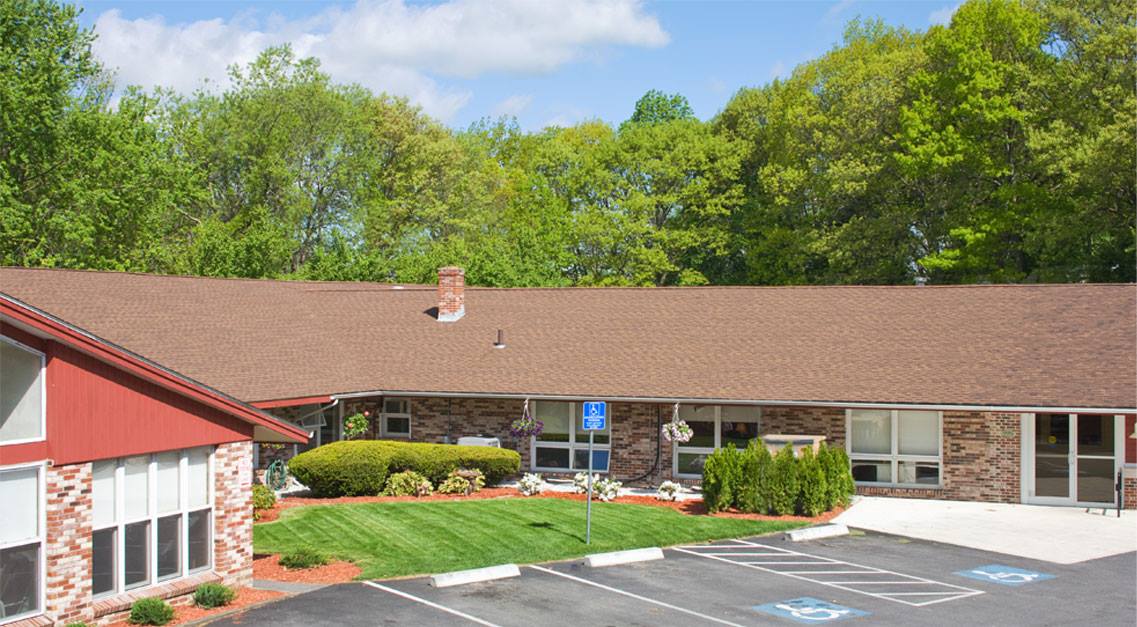 Exterior view of Grandview Center with landscaped garden