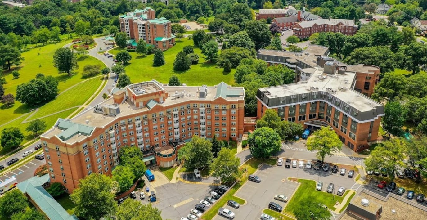 Aerial view of Kindley Assisted Living and surrounding grounds