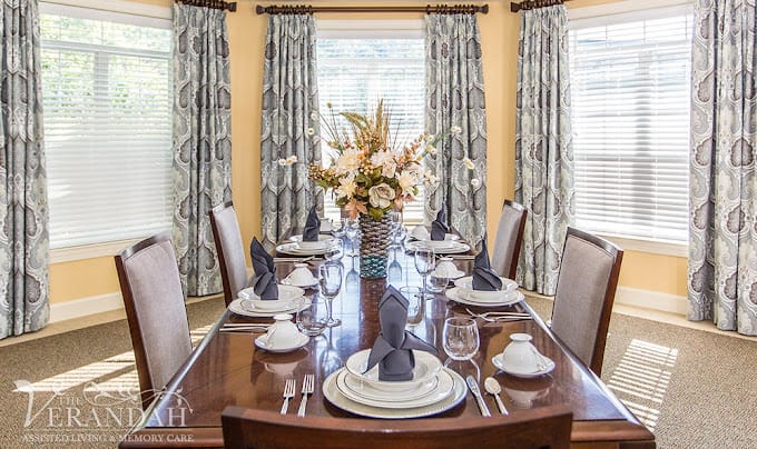 Beautifully set dining room ready for a meal