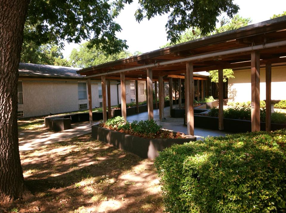 Outdoor space with landscaped garden areas