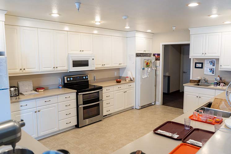 Bright kitchen area with modern appliances