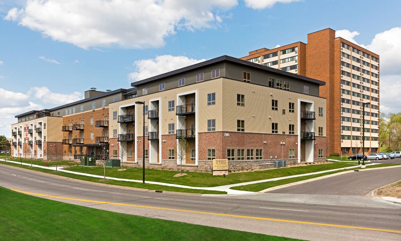 Exterior view of Yorkshire of Edina Senior Living buildings