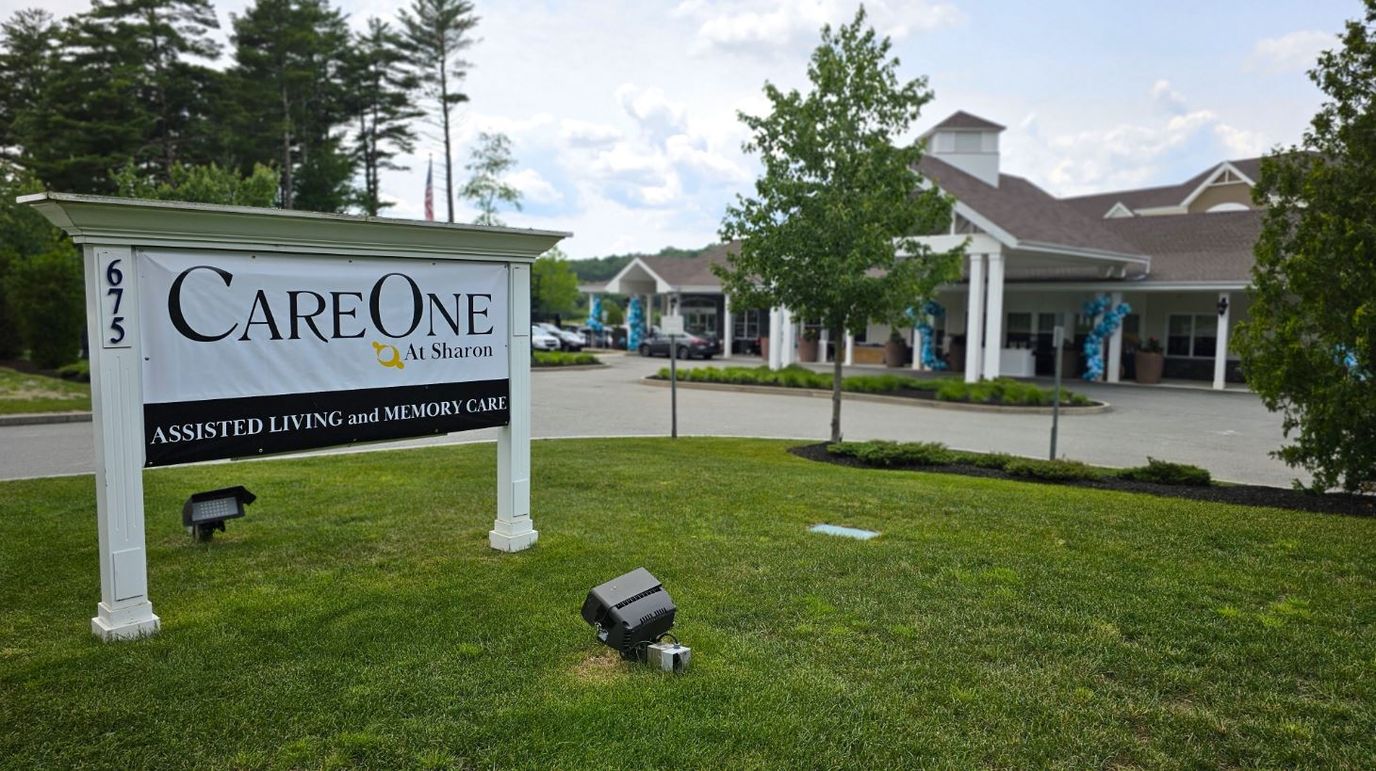 Exterior view of CareOne at Sharon facility entrance